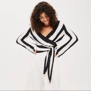 Topshop Striped Wrap Sweater
